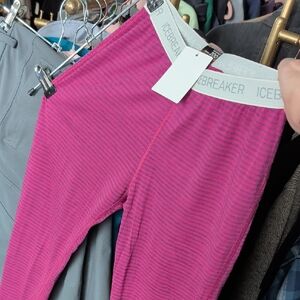 Icebreaker Hot Pink Striped Base Layer Leggings